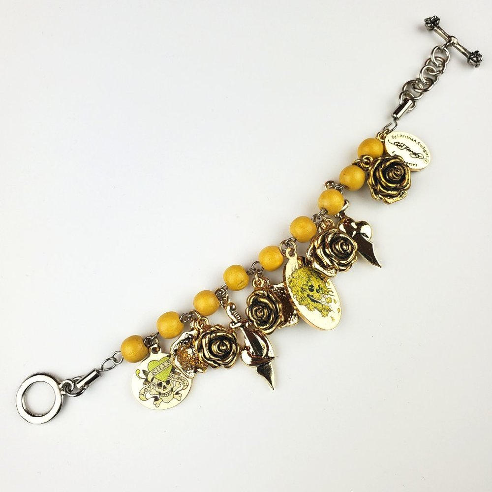 ED HARDY VINTAGE Style Bracelet/Authentic Stainless Steel/Love Kills Slowly Char - Picture 2 of 6